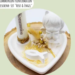 Kommunion oder Konfirmation Geschenk-Set „Herz & Engel“ | personalisierbar | Geldgeschenk | Geschenkidee | Glaube