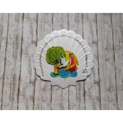 Kommunionkarte  Baum , weiße Taube, Segelboot