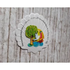 Kommunionkarte  Baum , weiße Taube, Segelboot