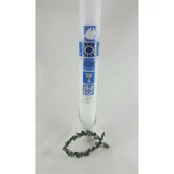 Kommunionkerze blau , Kreuz , modern , mit Kelch