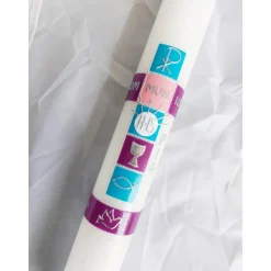 Kommunionkerze blau, beere für Mädchen