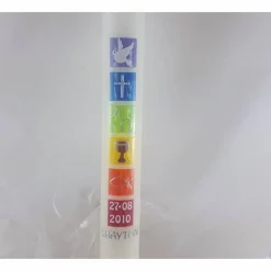 Kommunionkerze, bunt, Regenbogen