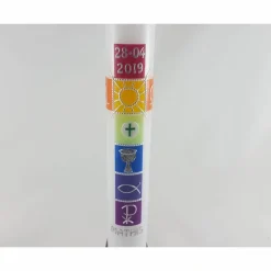 Kommunionkerze bunt, Regenbogen