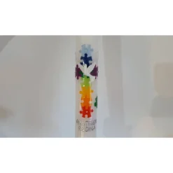 Kommunionkerze Puzzleteil, Regenbogen