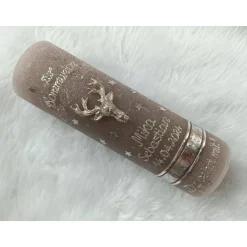 Kommunionkerze Rustikal, Du gehst mit, Wachsbeschriftung, Farbwünsche möglich