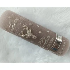 Kommunionkerze Rustikal, Du gehst mit, Wachsbeschriftung, Farbwünsche möglich