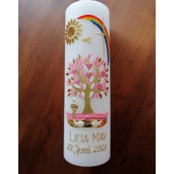 Kommunionkerze Taufkerze Mädchen Lebensbaum