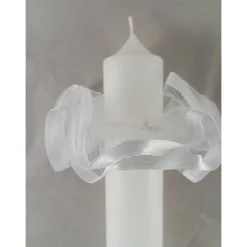 Kommunionkerze Taufkerze lang christliche Symbole Fisch Kreuz Kelch tau Mädchen  Name Datum individualisierbar 400/40 mm