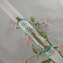 Kommunionkerze Taufkerze lang Lebensbaum Baum Jungen Name Datum individualisierbar 400/40 mm