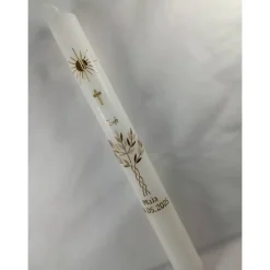 Kommunionkerze Taufkerze lang  Lebensbaum  gold Jungen Mädchen Wachsverziert 40x4 cm TKR1525