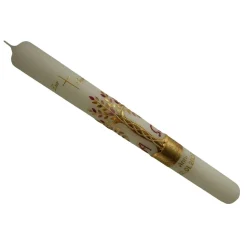 Kommunionkerze Taufkerze lang Mädchen Lebensbaum rosa gold Baum des Lebens Kreuz Regenbogen Name Datum individualisierbar 400/40 mm