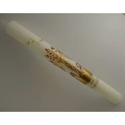 Kommunionkerze Taufkerze lang Mädchen Lebensbaum rosa gold Baum des Lebens Kreuz Regenbogen Name Datum individualisierbar 400/40 mm