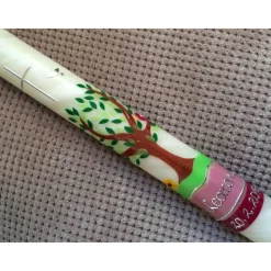 Kommunionkerze Taufkerze Lebensbaum, 25% Bienenwachs, handgeknetet, inkl. Beschriftungen, Farbwünsche möglich, Mädchen,