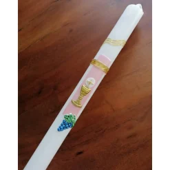 Kommunionkerze, Taufkerze Mädchen (inkl. Beschriftung + Aufbewahrungskarton)