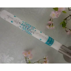 Kommunionkerze Taufkerze lang Jungen Lebensbaum mint silber Baum des Lebens Kreuz Sterne Name Datum individualisierbar