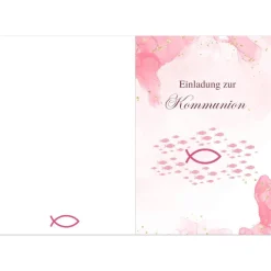 Kommunionseinladungen 10er-Set in Rosa, rosa Kommunionseinladungskarten, maritime Kommunionseinladung