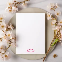 Kommunionseinladungen 10er-Set in Rosa, rosa Kommunionseinladungskarten, maritime Kommunionseinladung