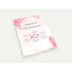 Kommunionseinladungen 10er-Set in Rosa, rosa Kommunionseinladungskarten, maritime Kommunionseinladung