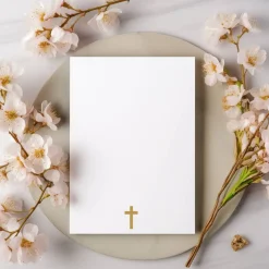 Kommunionseinladungskarten-Set 10er-Pack, florale Kommunionseinladung, blumige Einladung zur Kommunion