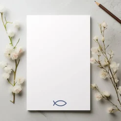 Kommunionseinladungskarten 10er-Set in Blau, Kommunionseinladungen mit Fischsymbol, maritime Kommunionseinladung