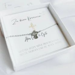 Kommunionsgeschenk Mädchen, Personalisiertes Geschenk Kommunion, personalisiertes Engel Armband mit Gravur