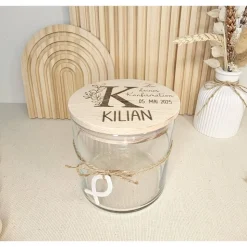 Kommunionsgeschenk mit Namen Geschenkglas Vorratsglas Gravur
