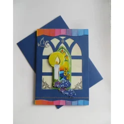 Kommunionskarte, Kerze Trauben, Glückwünsche  religiöse Anlässe