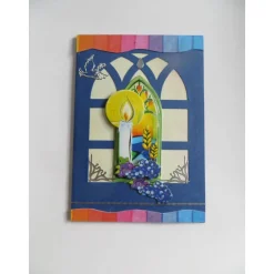 Kommunionskarte, Kerze Trauben, Glückwünsche  religiöse Anlässe