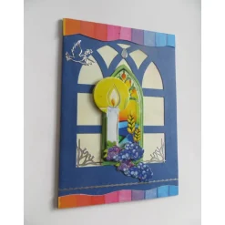 Kommunionskarte, Kerze Trauben, Glückwünsche  religiöse Anlässe