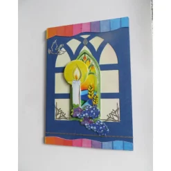 Kommunionskarte, Kerze Trauben, Glückwünsche  religiöse Anlässe