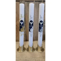 Kommunionskerze - Schwarz marmoriert - 40x4 cm