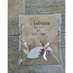 Konfirmation * Alles Gute * Gottes Segen * Karte mit Fisch * Keraflott * Rosa Trockenblumen