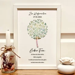 Konfirmation Geldgeschenk – Personalisierter Bilderrahmen Lebensbaum mit Name