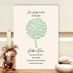 Konfirmation Geldgeschenk – Personalisierter Bilderrahmen Lebensbaum mit Name