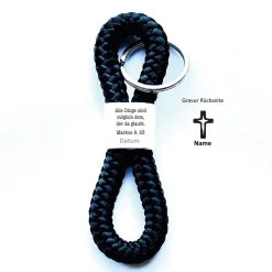 Konfirmation Geschenk: Personalisierter Schlüsselanhänger mit Name & Psalm – Kreuz Nr. 2