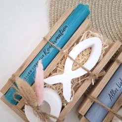 Konfirmation Konfirmationsgeschenk mit einem Fisch (Var 1) Kerzenhalter rund Geschenkset für Jungen und Mädchen Konfirma