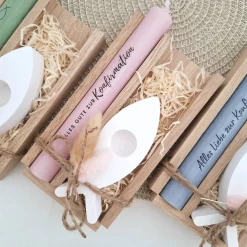 Konfirmation Konfirmationsgeschenk mit Kerzenhalter Fisch Geschenkset für Jungen und Mädchen Konfirmationskerze Kerzense