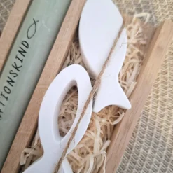 Konfirmation Konfirmationsgeschenk mit zwei Fischen Kerzenhalter rund Geschenkset für Jungen und Mädchen Konfirmationske