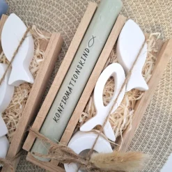 Konfirmation Konfirmationsgeschenk mit zwei Fischen Kerzenhalter rund Geschenkset für Jungen und Mädchen Konfirmationske