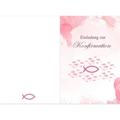 Konfirmationseinladungen 10er-Set in Rosa, rosa Konfirmationseinladungskarten, maritime Konfirmationseinladung