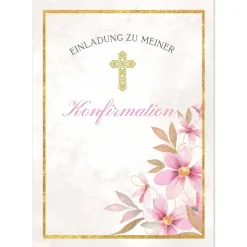 Konfirmationseinladungskarten-Set 10er-Pack, florale Konfirmationseinladung, blumige Einladung zur Konfirmation