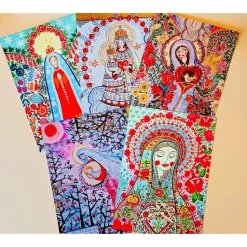 Konvolut Kunstpostkarten, 5 Stück Weihnnachtskarten, Grußkarten,  nach Originalgemälden aus eigenem Atelier