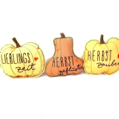 Kürbis bestickt, Herbstdeko Stoffkürbis 3er Set
