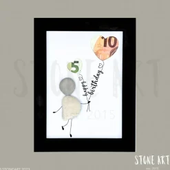 Kreatives Geldgeschenk zum Geburtstag – Steinbild mit Herzluftballons & Personalisierung