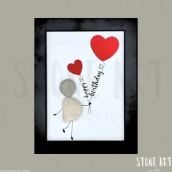 Kreatives Geldgeschenk zum Geburtstag – Steinbild mit Herzluftballons & Personalisierung