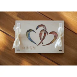 Kreatives Geldgeschenk zur Hochzeit & Geburtstag – Geldverpackung mit Herzmotiv aus Holz - Geschenkidee, Geldverpackung