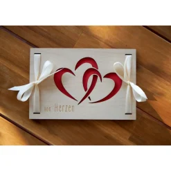 Kreatives Geldgeschenk zur Hochzeit & Geburtstag – Geldverpackung mit Herzmotiv aus Holz - Geschenkidee, Geldverpackung