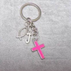 Kreuz Schlüsselanhänger versilbert personalisierbar Taufe konfirmation Kommunion