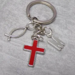 Kreuz Schlüsselanhänger versilbert personalisierbar Taufe konfirmation Kommunion