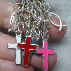Kreuz Schlüsselanhänger versilbert personalisierbar Taufe konfirmation Kommunion